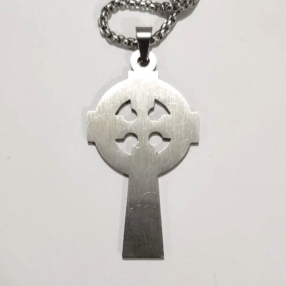 Stainless Steel Black Necklace Celtic Cross Vampire Gothic Halloween Christian - Picture 4 of 6